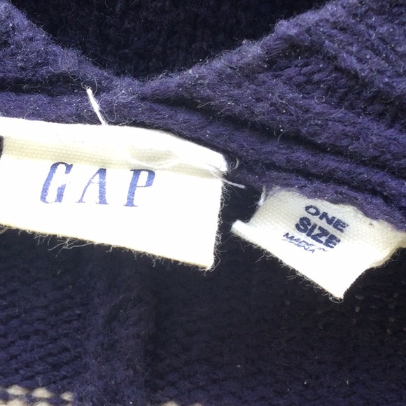GAP Blue/Beige Poncho, OS EUC - Picture 3 of 4